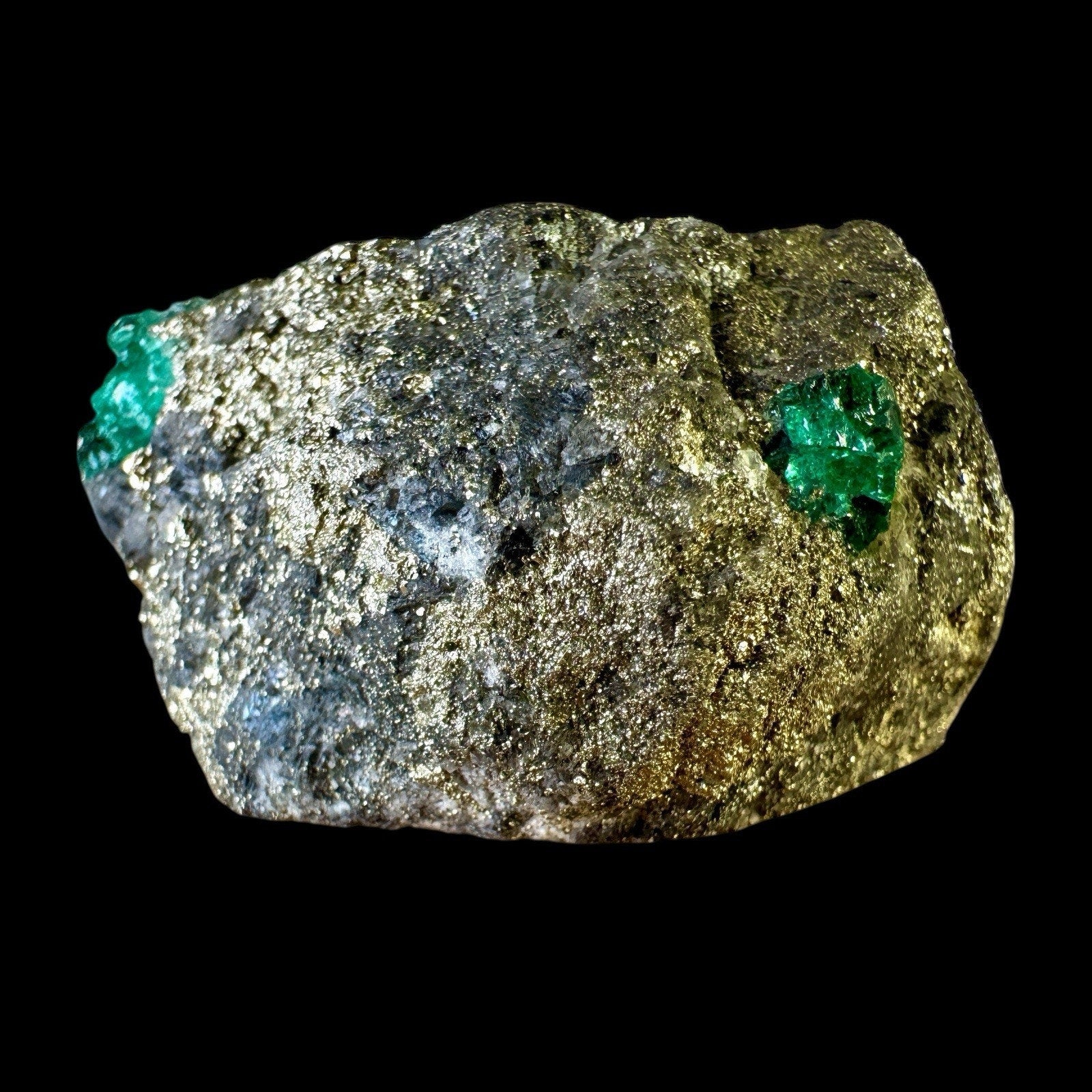 78g Green Emerald with Pyrite Specimen – Chivor Mine, Colombia