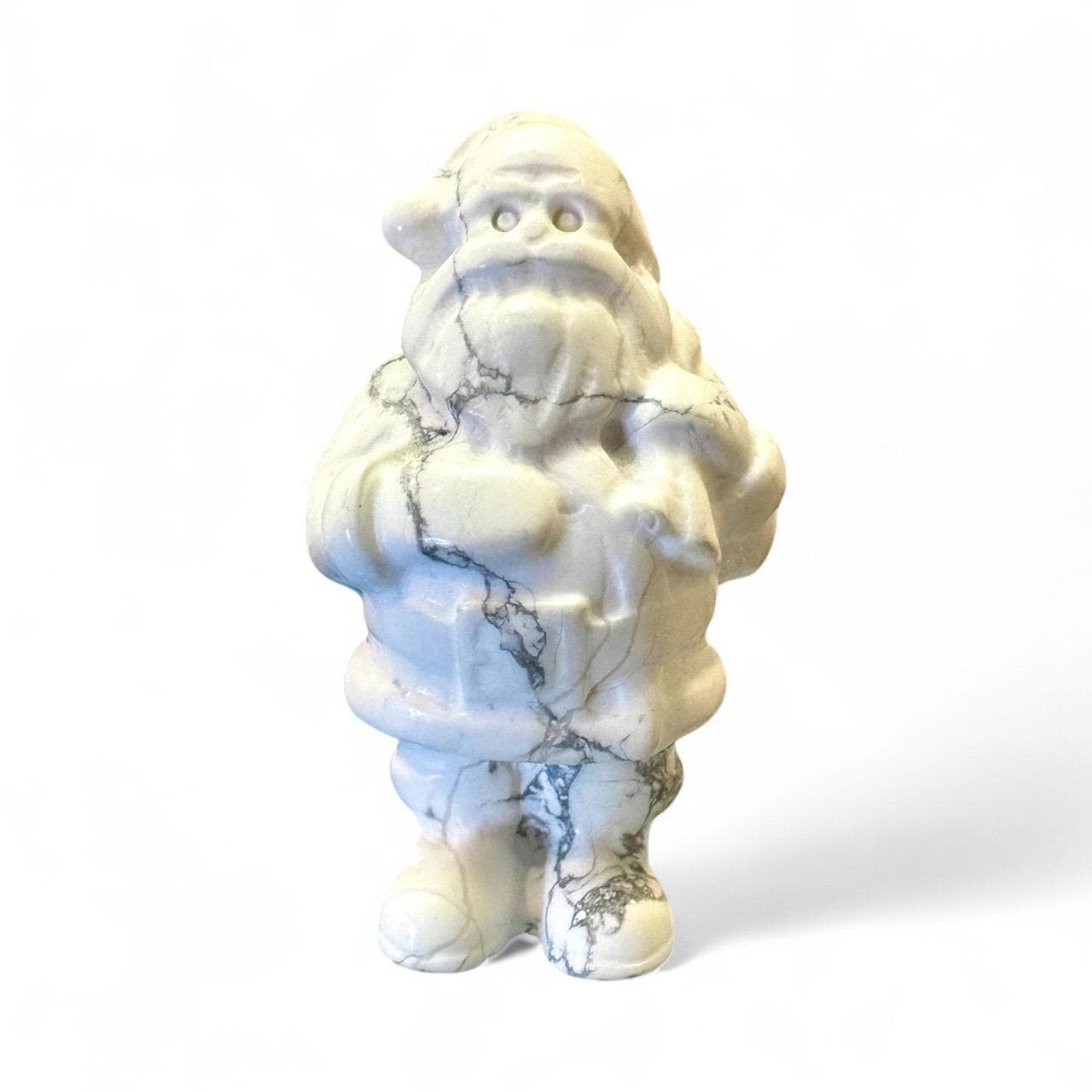 178 g White Howlite Santa Polished Holiday Figurine Carving - 81 mm