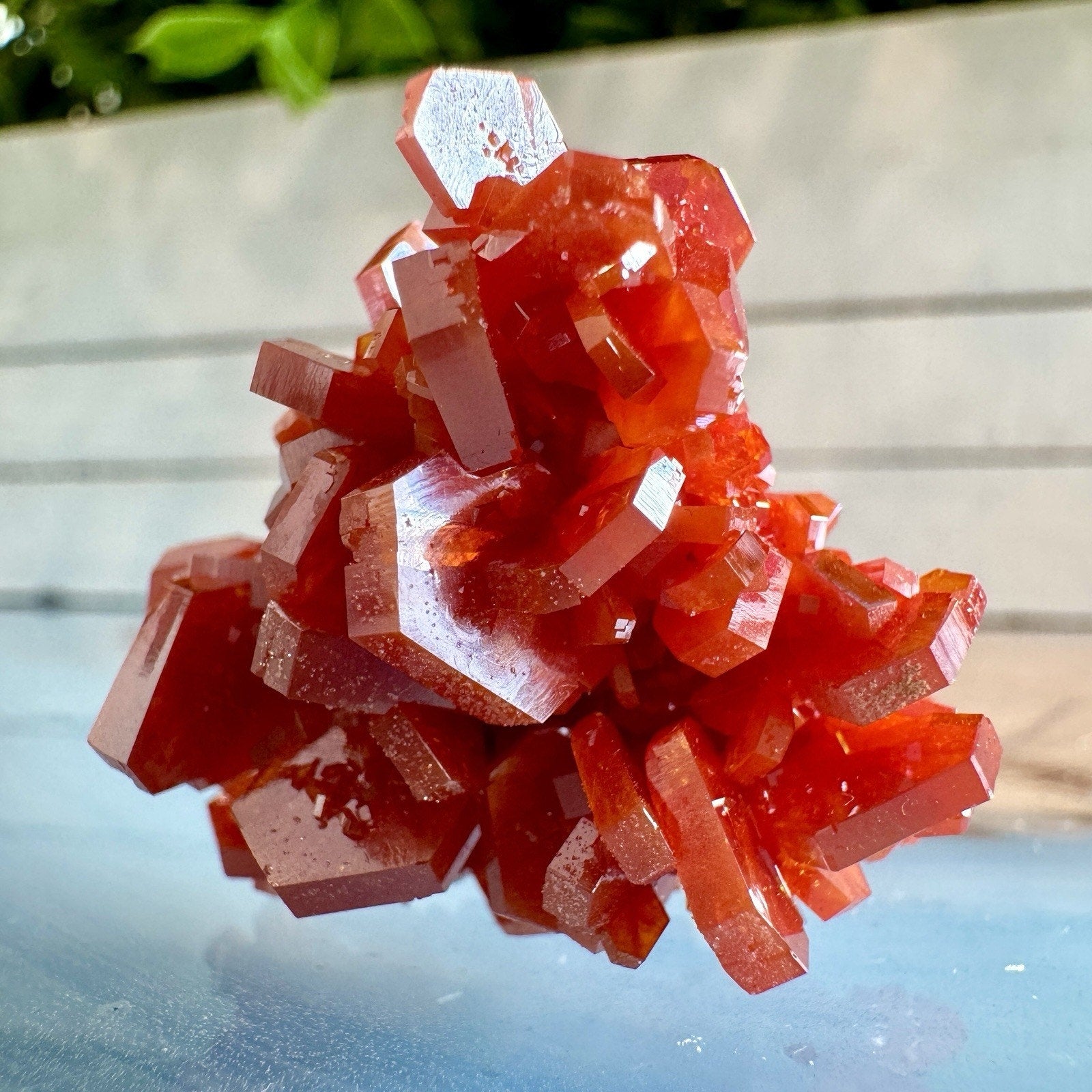 Vanadinite on Barite Specimen – Red Crystal Cluster 36x35mm Mibladen Morocco